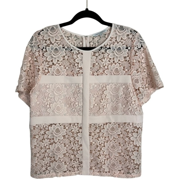 Rebecca Minkoff Tops - ✅ Rebecca Minkoff lace floral sheer zip up blouse top size L